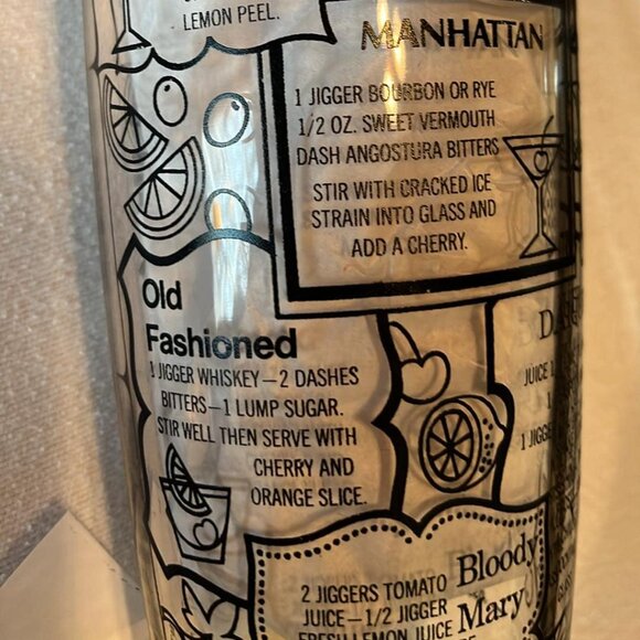 VTG MCM Cocktail 15 Recipes 24oz Glass Barware MobBoss Mancave Hipster Nostalgia - Picture 5 of 5